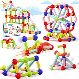MAGDIY Magnetic Blocks Kids Games Toys for 3+ Year Old Boy and Girl, Magnetic Sticks Building Toys for Kids Age 3-5 4-8, Learning Educational Preschool STEM Montessori Toys for Toddler, Birthday Gifts
